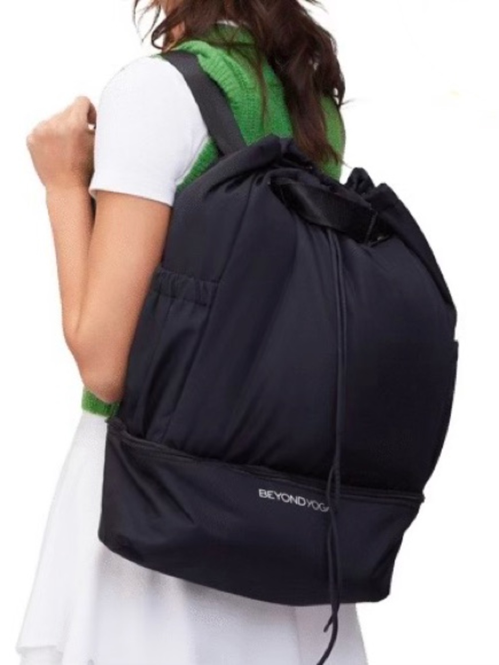 Beyond Yoga Black Drawstring Convertible Gym Backpack/Crossbody